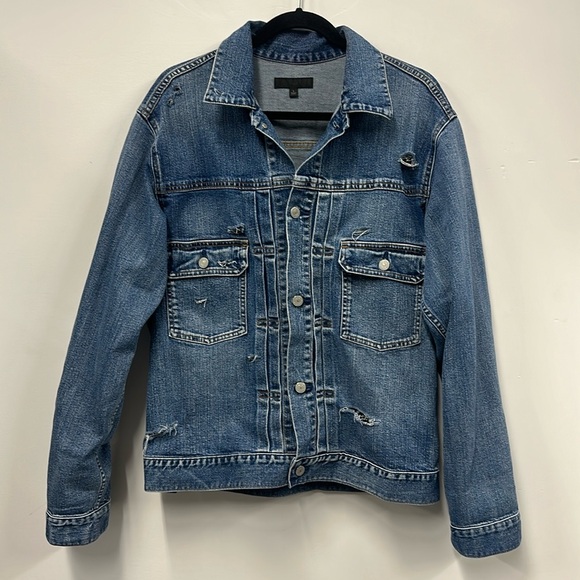 Uniqlo distressed denim jacket L - Picture 1 of 6